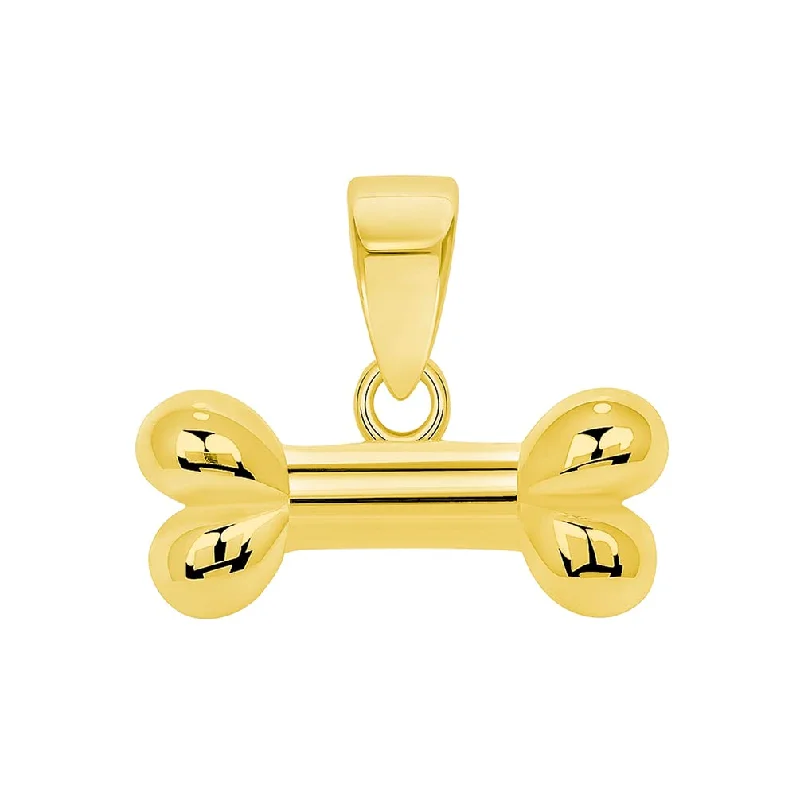 14k Yellow Gold Horizontal Mini Dog Bone Charm Pendant