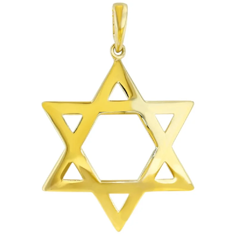 14K Yellow Gold Large Star of David Pendant with High Polish