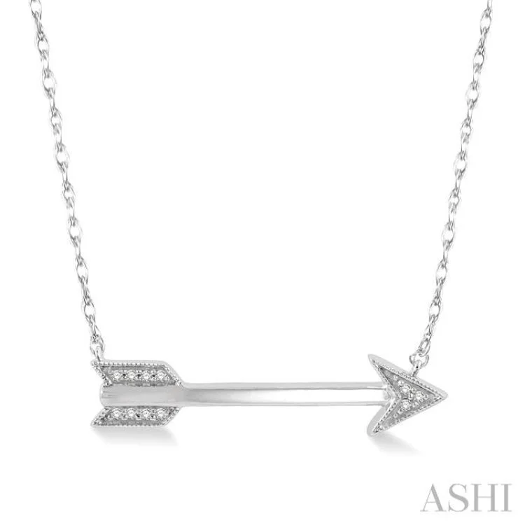 1/20 ctw Round Cut Diamond Arrow Necklace in 10K White Gold