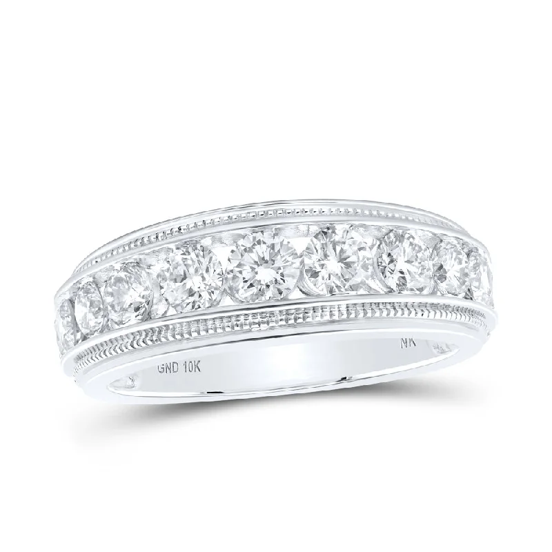 10kt White Gold Mens Round Diamond Band Ring 2 Cttw