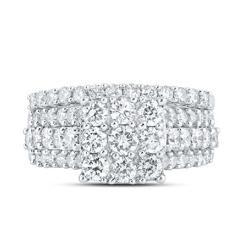 10kt White Gold Round Diamond Bridal Wedding Ring Band Set 2 Cttw