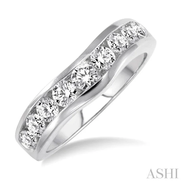 1 Ctw Round Diamond Matching Wedding Band in 14K White Gold