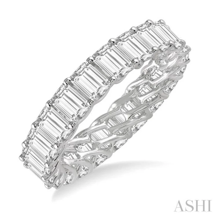 3 ctw Eternity Emerald Cut Diamond Wedding Band in 14K White Gold