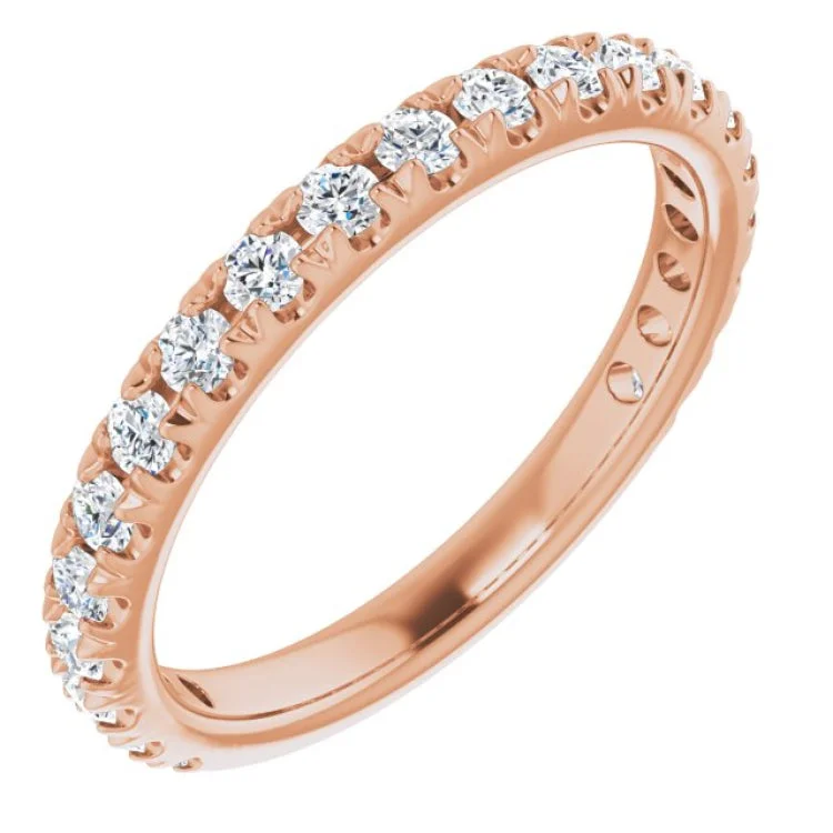 14K Rose 5/8 CTW Natural Diamond French-Set Anniversary Band