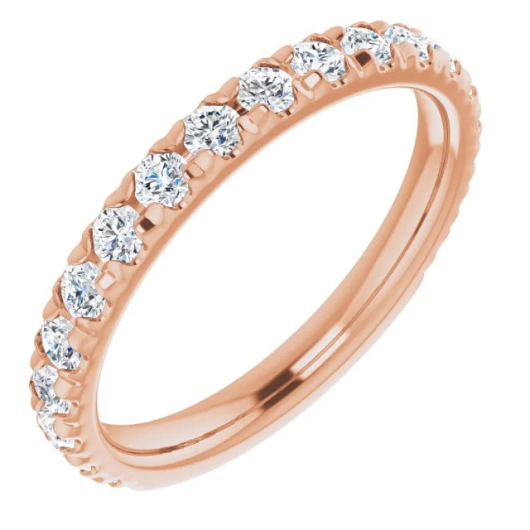 14K Rose 3/4 CTW Natural Diamond French-Set Anniversary Band