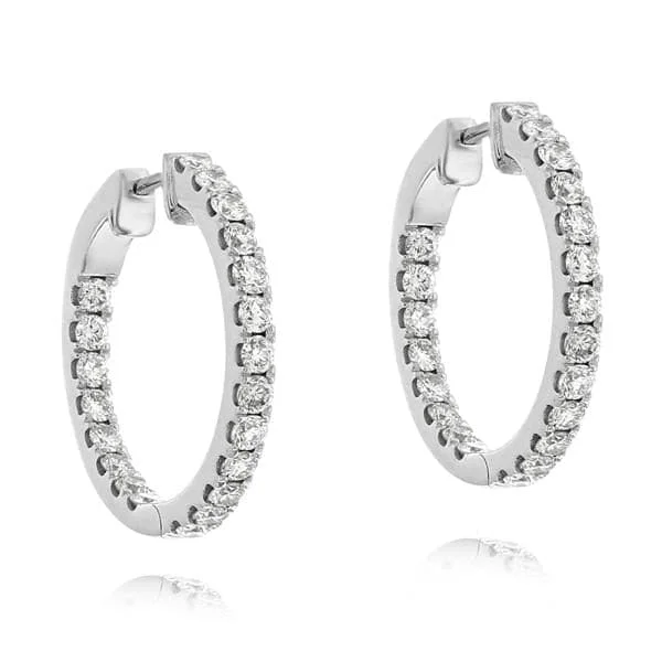 1.09 Carat Inside Outside Diamond Hoop Earrings