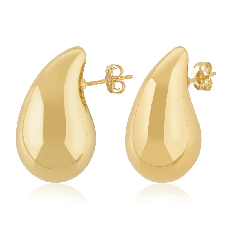 14k Gold Medium Tear Drop Stud Earrings