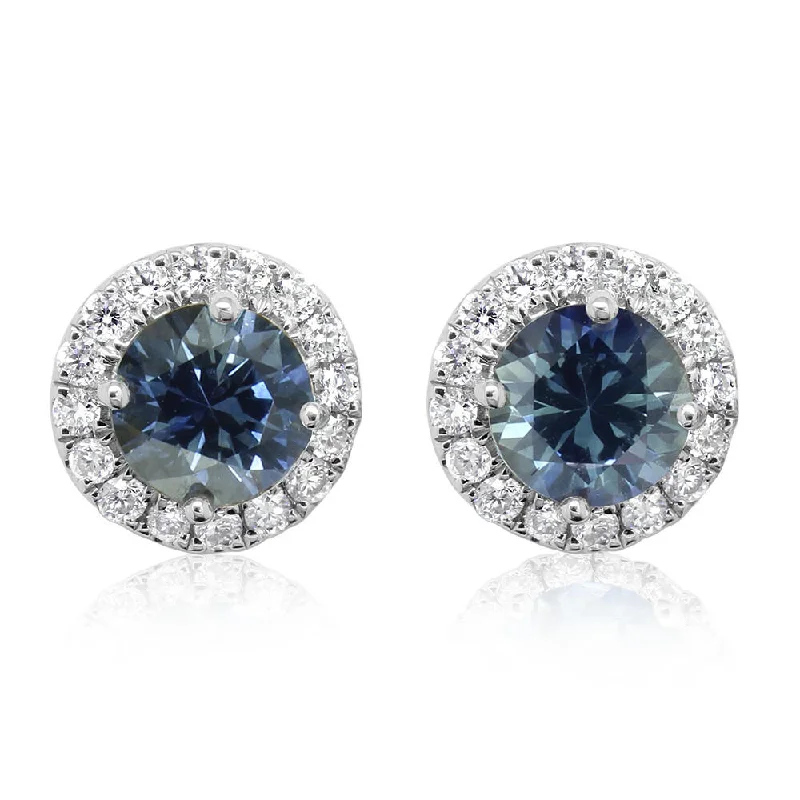 14k Gold Montana Sapphire & Diamond Studs