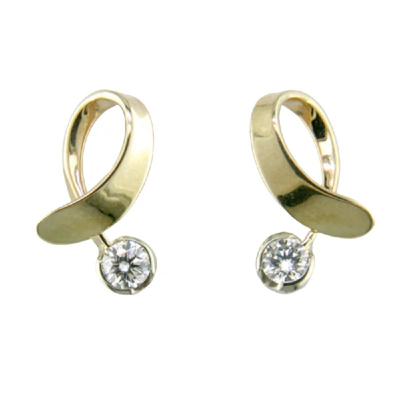 14k Gold Offside Diamond Loop Drop Earrings