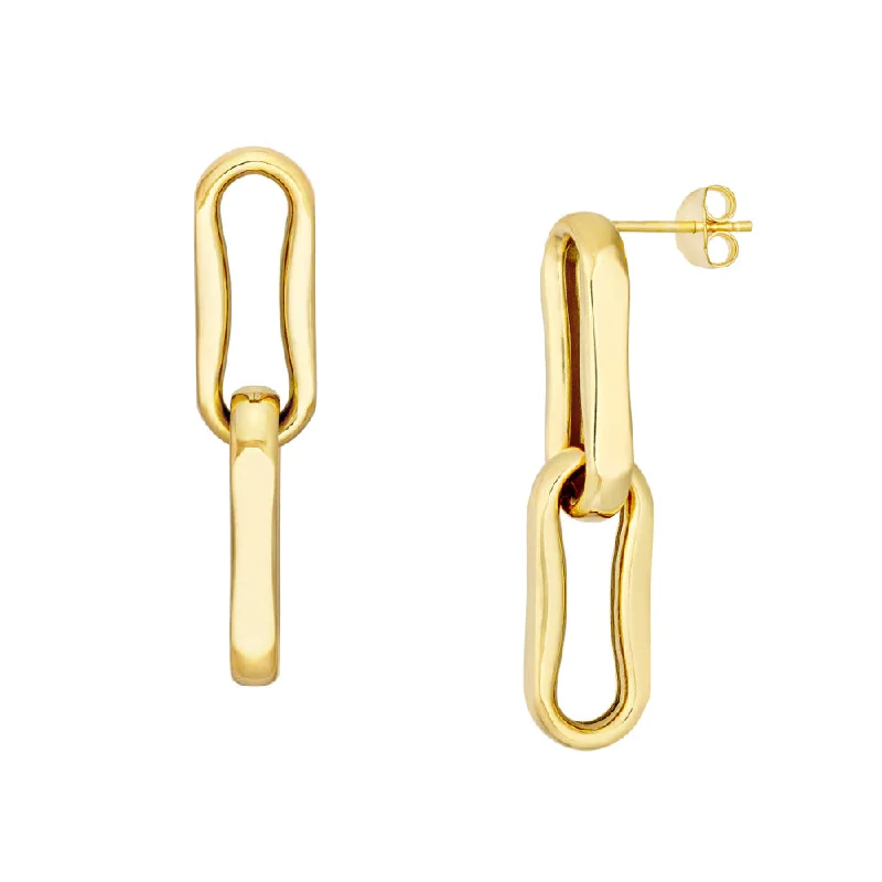 14k Gold Oval Link Dangle Earrings