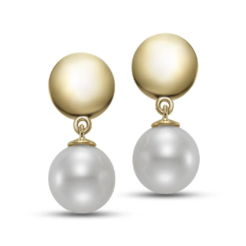 14k Gold Pearl Drop Earrings