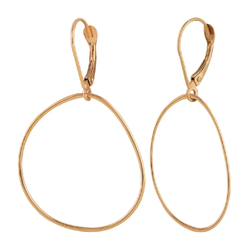 14k Yellow Gold Abstract Circle Drop Earrings