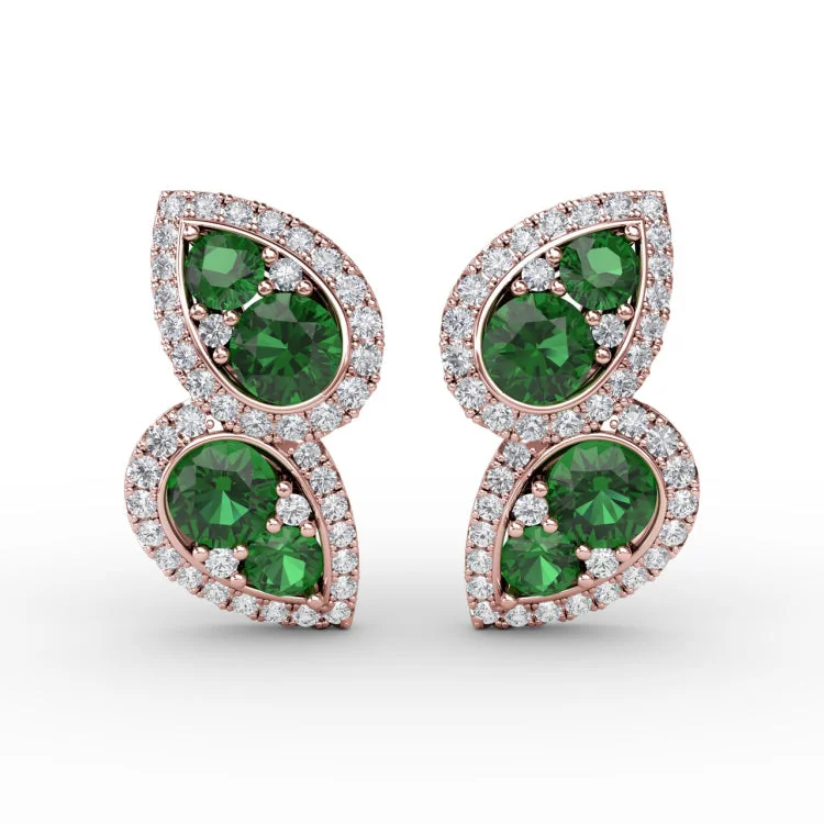 Teardrop Emerald and Diamond Earrings