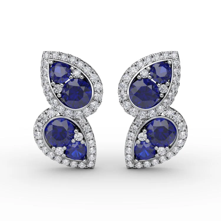 Teardrop Sapphire and Diamond Earrings