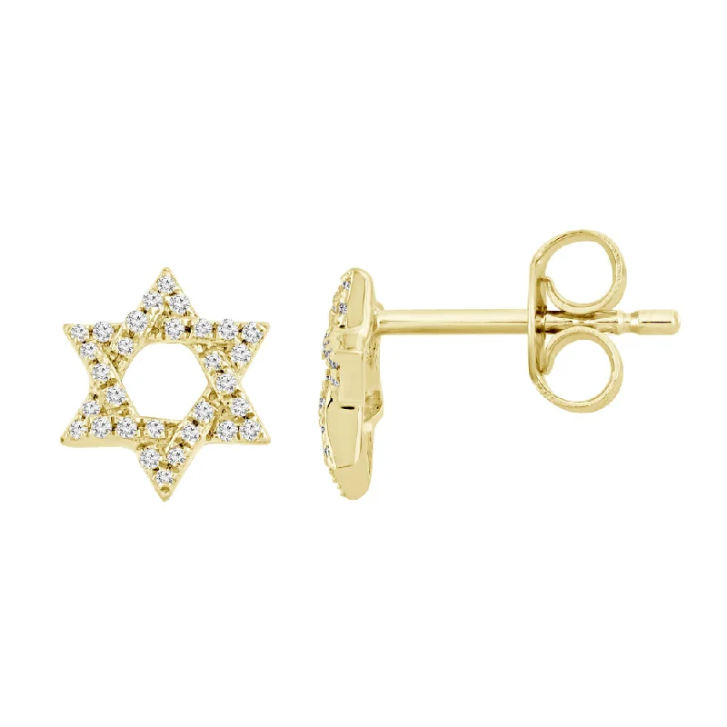 18k Gold Diamond Star of David Stud Earrings