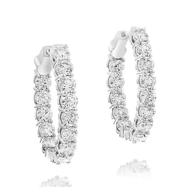 3 2/3 Carat Diamond Inside Outside Hoop Earrings