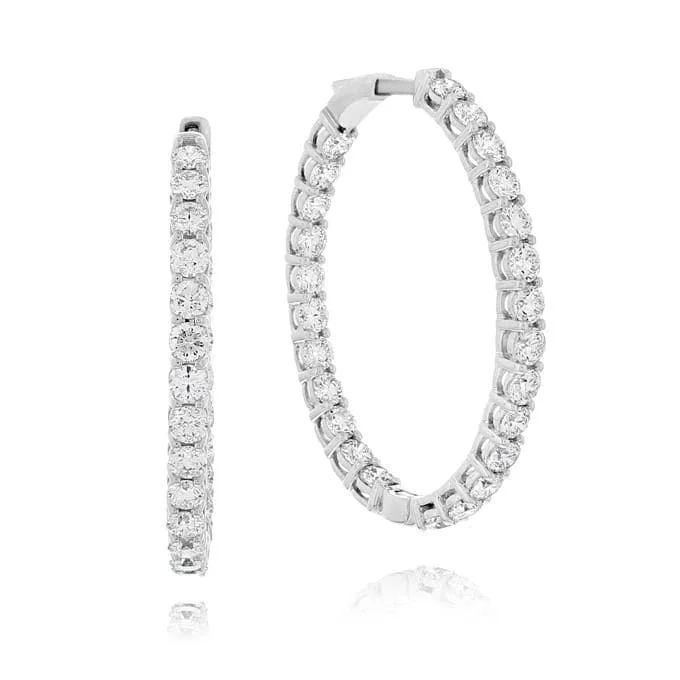 5.25 Carat Oval Diamond Inside Outside Hoop Earrings