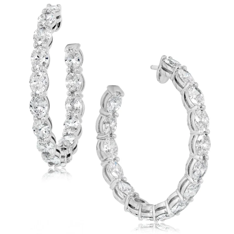 5.56 Carat Oval Diamond Inside Outside Hoop Earrings