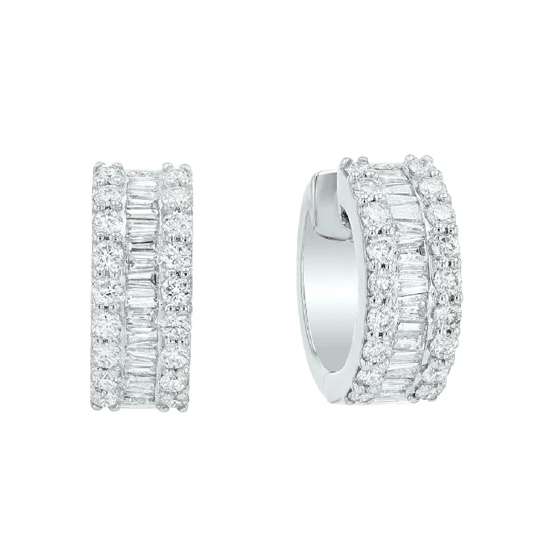 Baguette & Brilliant Cut Diamond Hoops