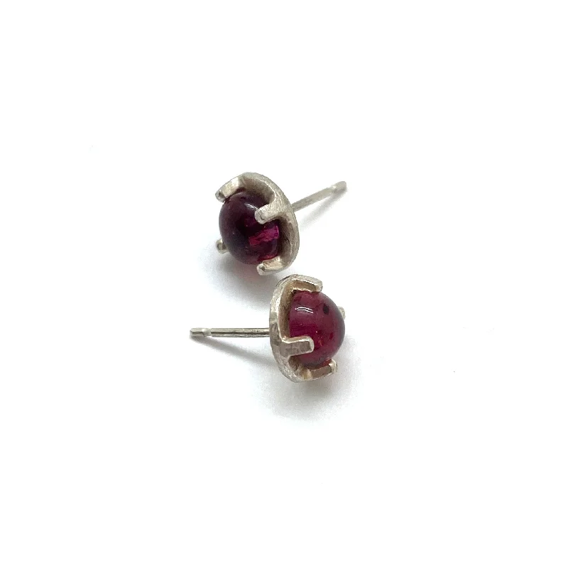 Carved Studs - Pink Tourmaline