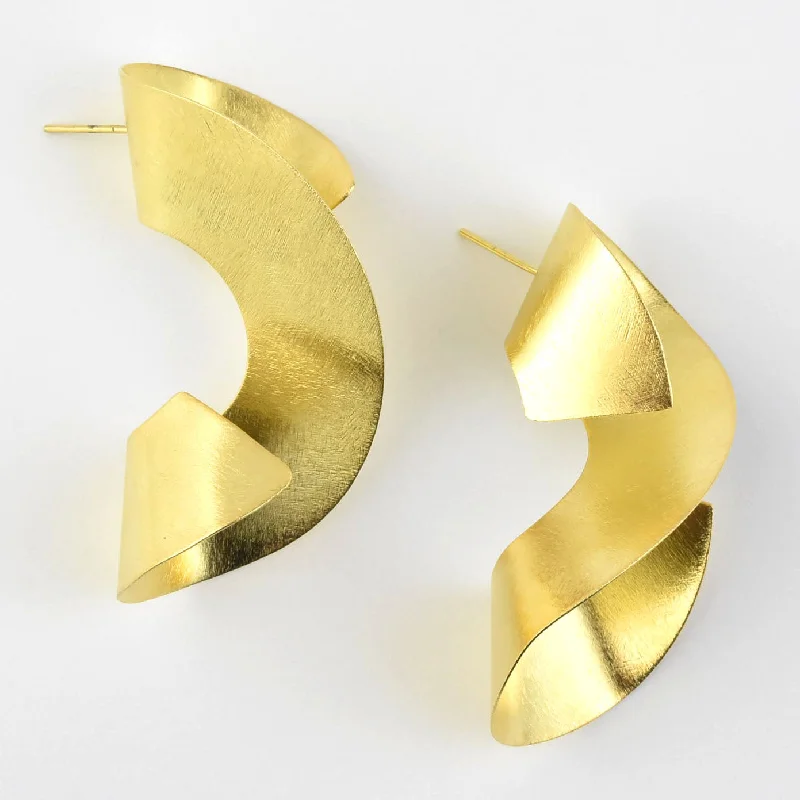 Curled Statement Earrings in Gold Tone