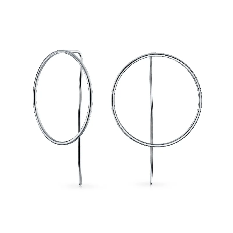 Delicate Minimalist Geometric Hoop Huggie Earrings in Sterling Silver