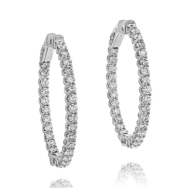 Diamond 1.25 Carat Oval Shape Inside Outside Hoop Earrings