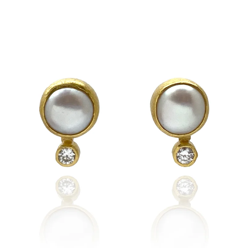 Diamond and Pearl Earrings