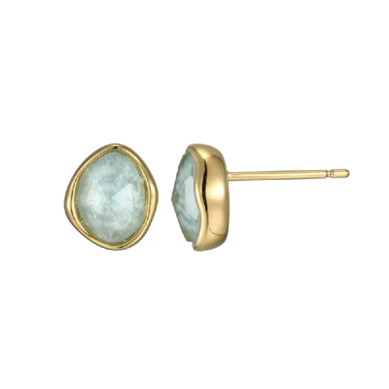 Elle "Treasure" White Crystal and Amazonite Stud Earrings