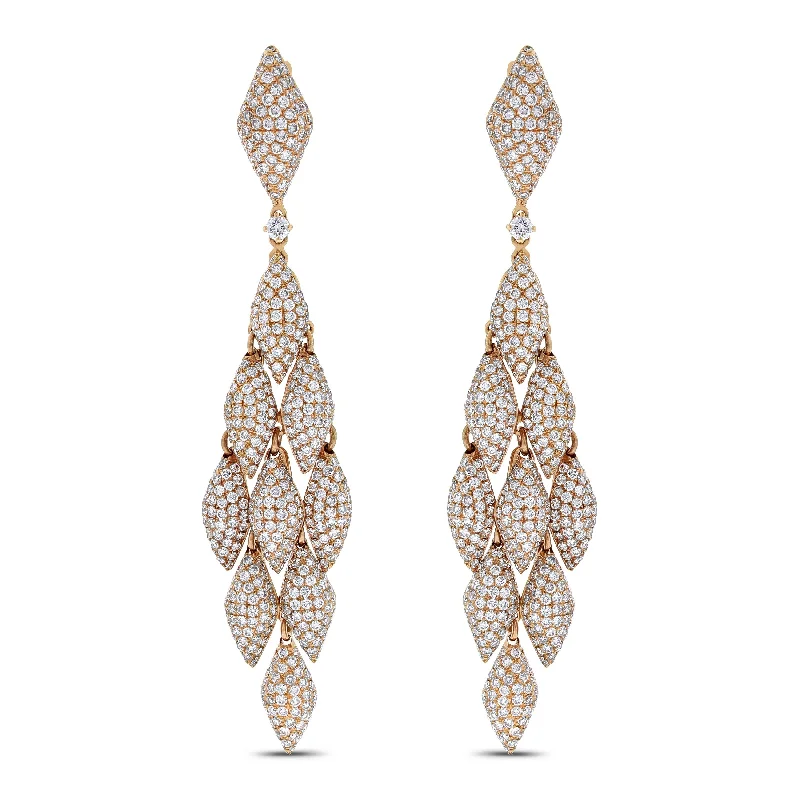 Beauvince Autumn Chandelier Diamond Earrings (11.14 ct Diamonds) in Rose Gold