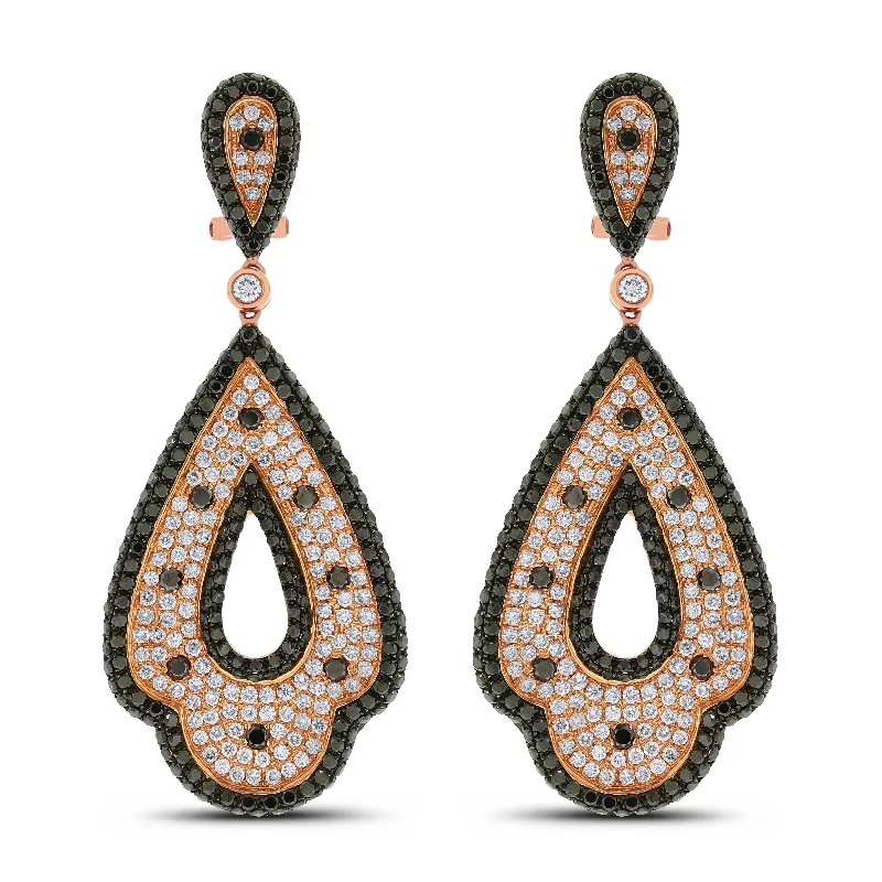 Enya Black & White Diamond Earrings (7.95 ct Diamonds) in Rose Gold