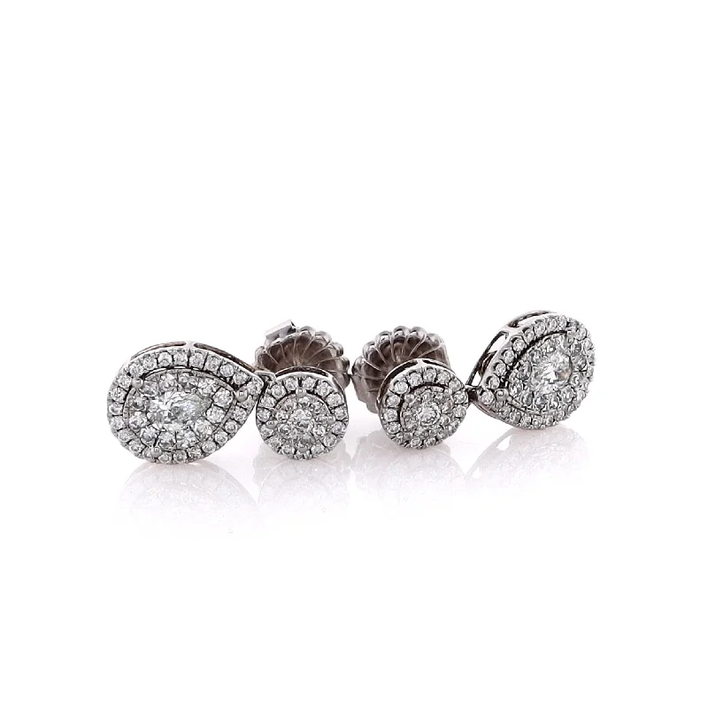 Estate 14 Karat White Gold Diamond Drop Earrings