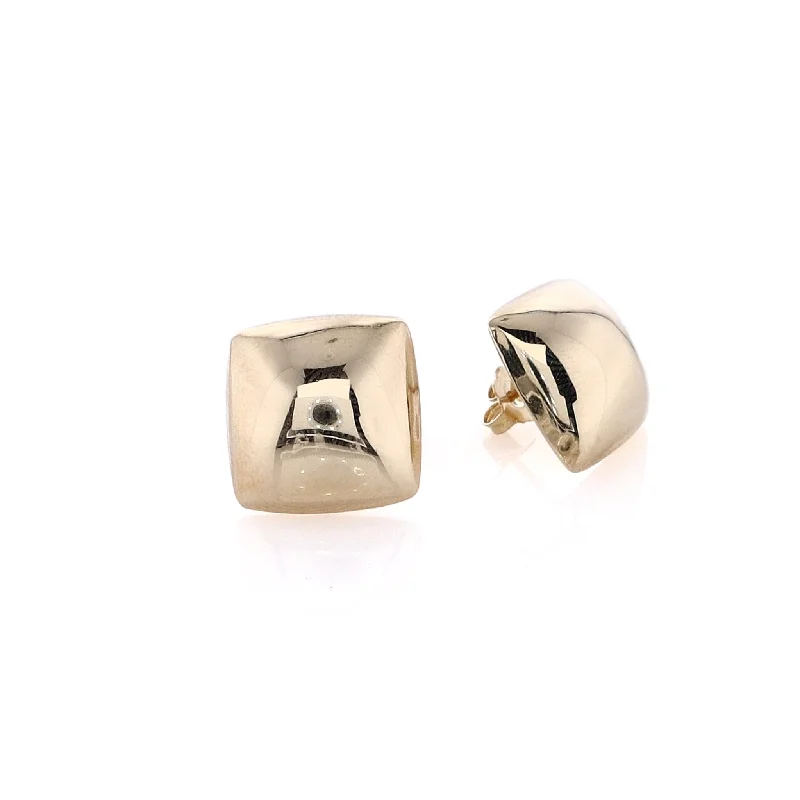 Estate 14 Karat Yellow Gold Polished Domed Squared Design Stud Earrings