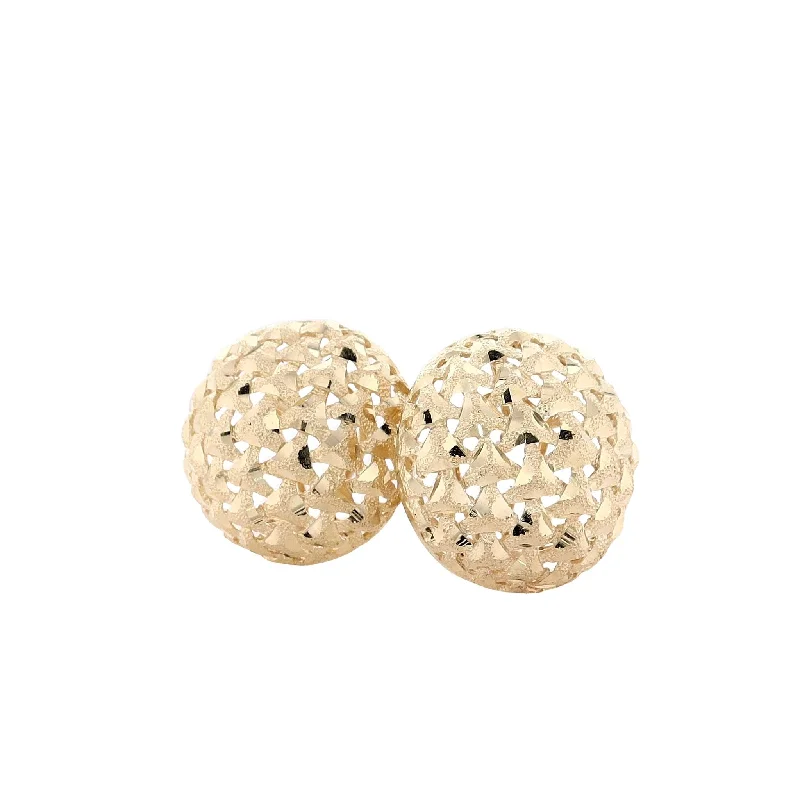 Estate 14kYellow Gold Domed Diamond Cut Earrings