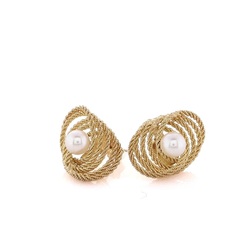 Estate Unoaerre 14 karat Yellow Gold Pearl Earrings