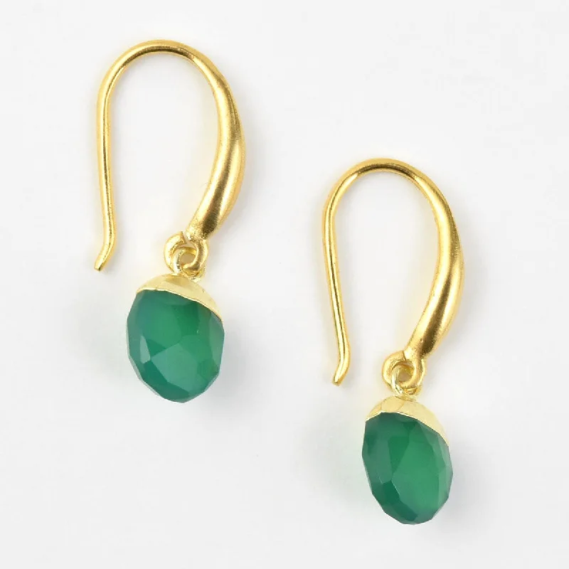 Faceted Green Onyx Earrings