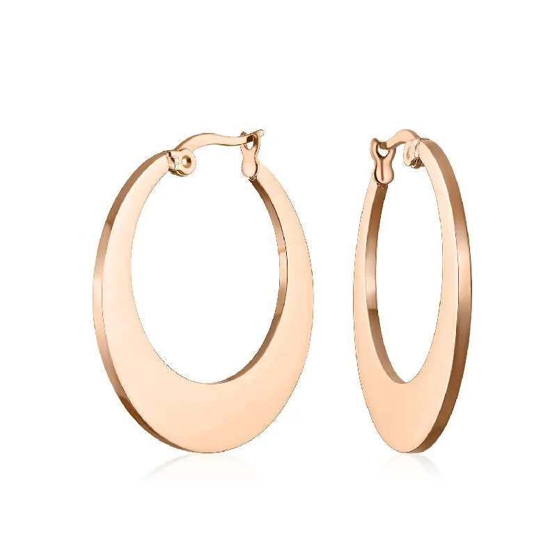 Geometric Fashion Hoop Huggie Earrings Black or Rose Gold 1.25 Inch Diameter