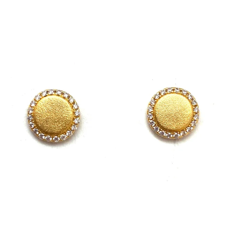 Gold Circle CZ Studs