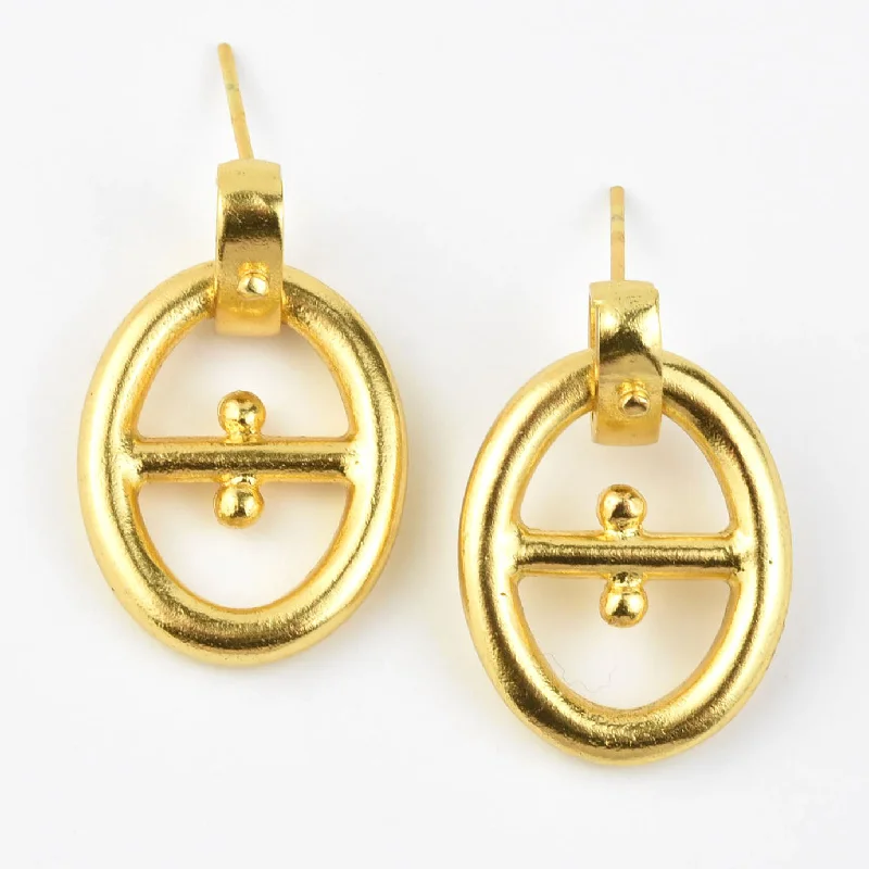 Gold Plated Anchor Chain Link Earrings