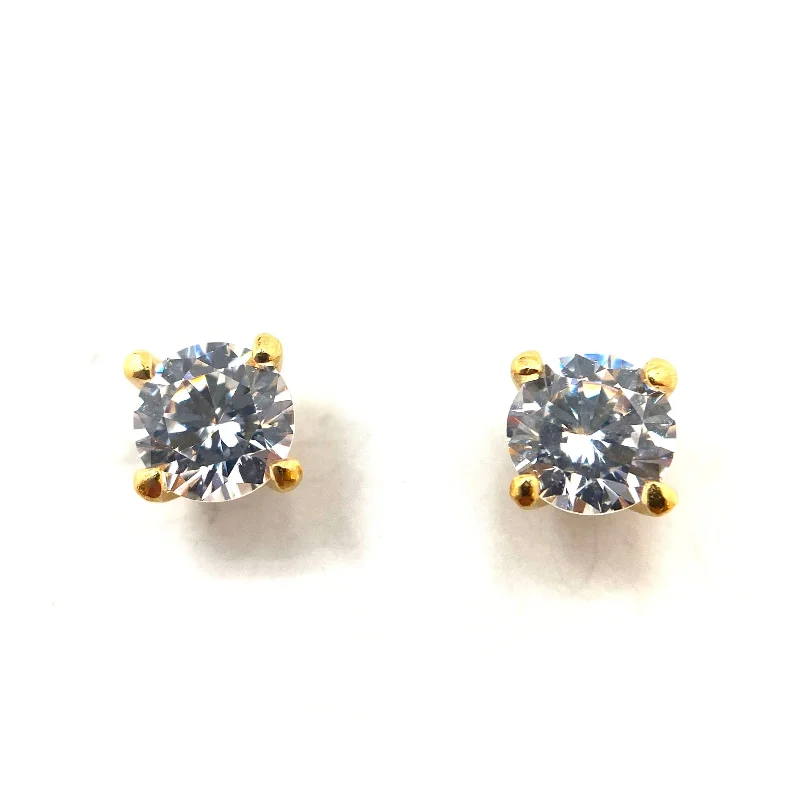 Gold Prong Set CZ Studs