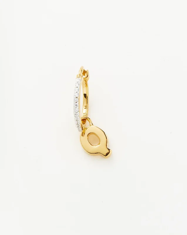 Initial Single Charm Hoop Earring - Initial Q | 18ct Gold Vermeil