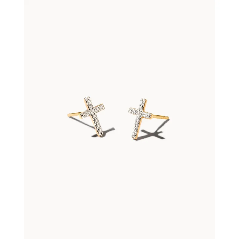 Kendra Scott 14k Yellow Gold Diamond Cross Stud Earrings