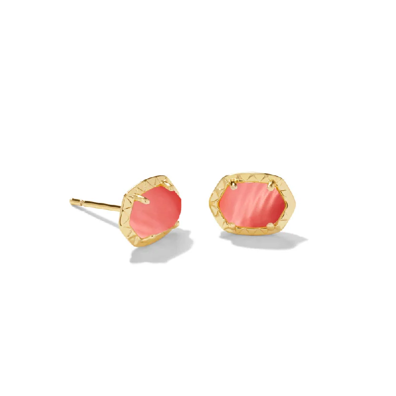 Kendra Scott Daphne Stud Earrings In Coral Pink Mother Of Pearl