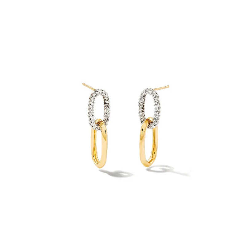 Kendra Scott Elisa 14k Interlocking Drop Earrings in White Diamond