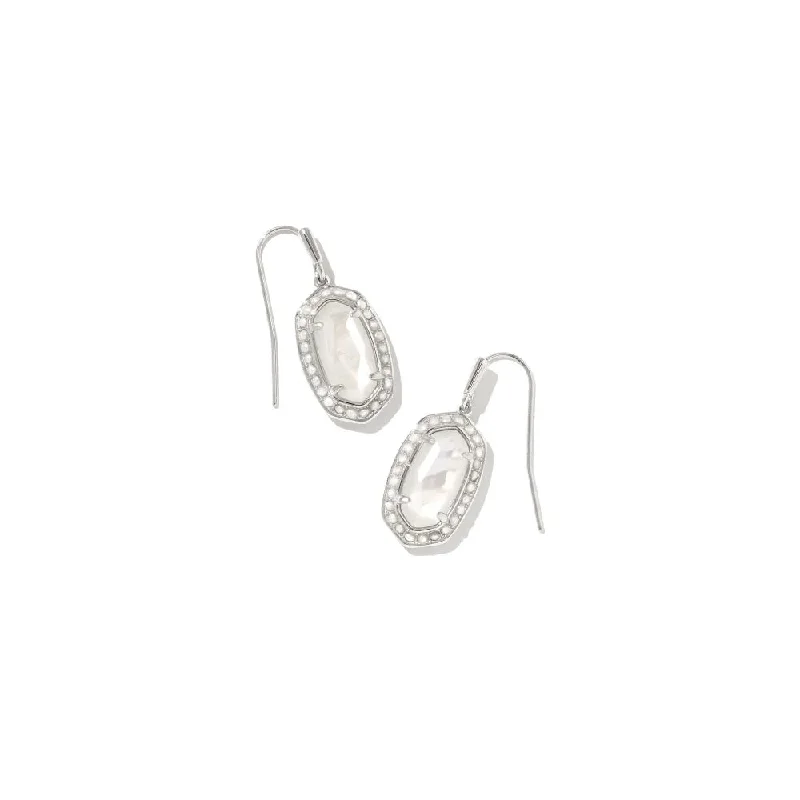 Kendra Scott Pearl Beaded Lee Drop Earrings in Rhodium Ivory Mother-of-Pearl