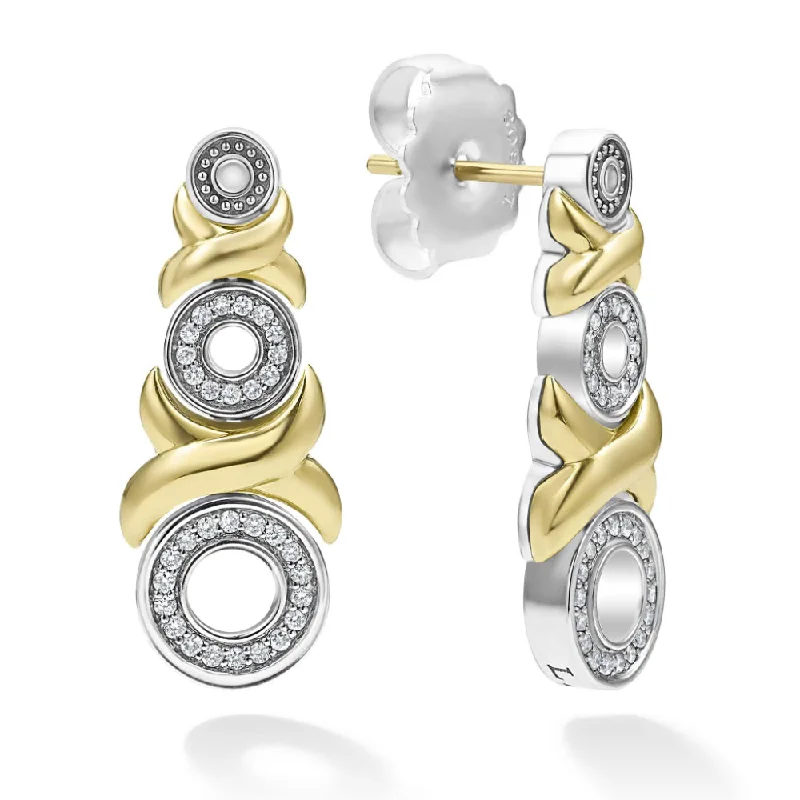 Lagos Embrace 18k Gold XO Diamond Drop Earrings