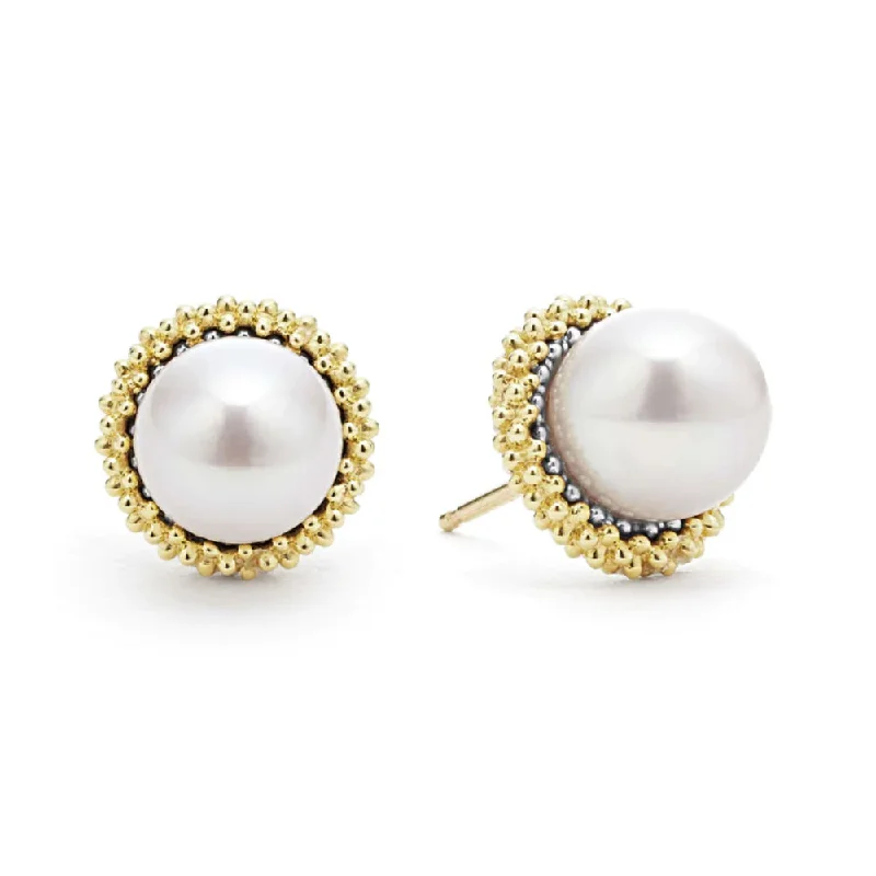 Lagos Luna 18k Gold Caviar Pearl Stud Earrings