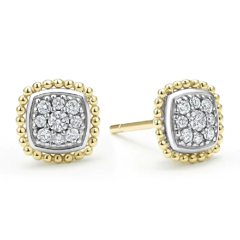 Lagos Rittenhouse Two-Tone Caviar Diamond Stud Earrings