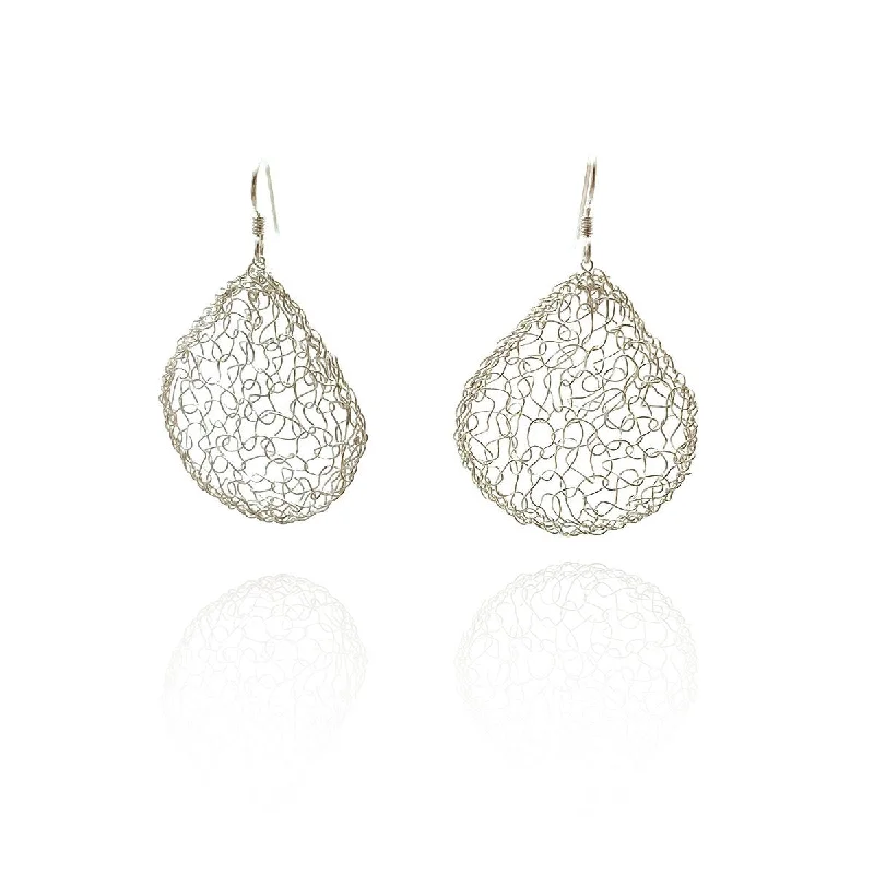 Medium Silver Droplet Earrings