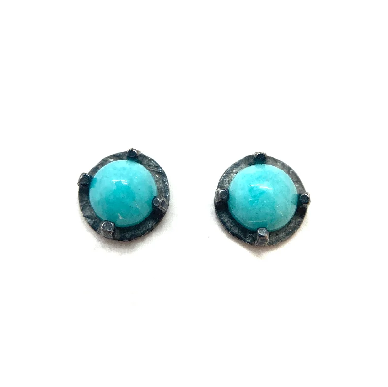 Carved Studs - Amazonite